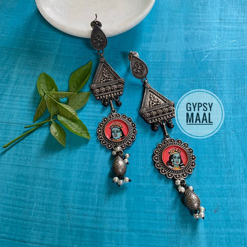 Shri Krishna Hand Painted Earrings